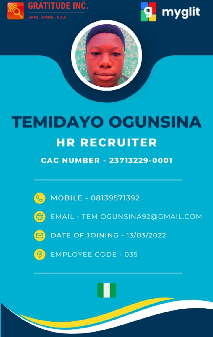 Myglit Jobs |  Temidayo Ogunsina - Recruiter